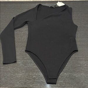 Zara Black One Sleeve Bodysuit NWT